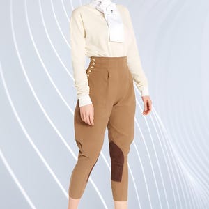 Vintage Jodhpur Cropped Breeches Pants 1940s High Waist Baggy Troupers Pants Horse Riding, Polo & Equestrian Sports