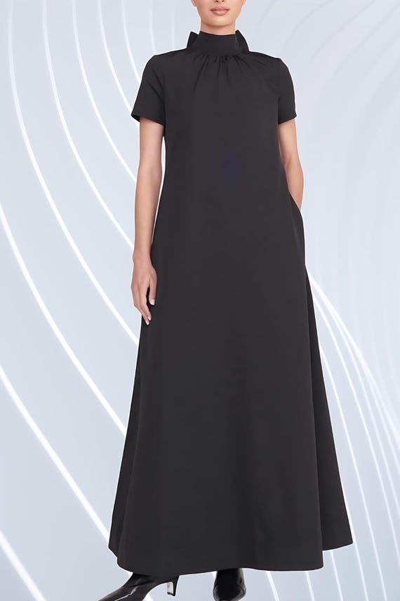 chinese dress ladies Berylove Women A Line Black Tie Dress with Slit Appliqued Sheath Spaghetti Straps Long Formal Dress, Black / US14 main image 1