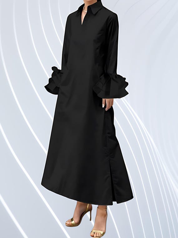 Modern Style Black Taffeta Tea Length Dress  Elegant A-line Loose Fit  Bridesmaid Wedding Cocktail Party Gown - Minimalist Cottagecore Dress -  Etsy Israel