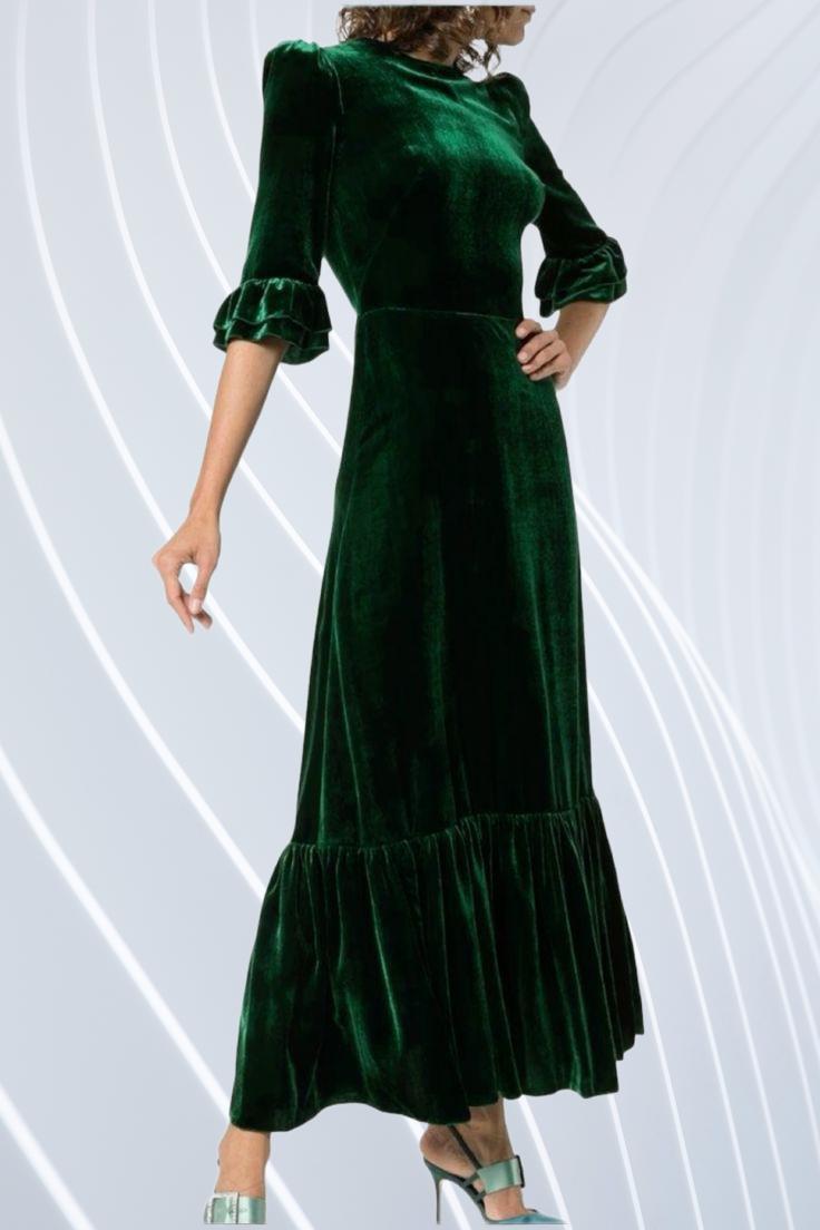 green emerald velvet dress Amazon.com: LuckyShe Teen Girls Princess Dresses Velvet Elegant Cold  Shoulder A-line Swing Party Dress for Kids,Green,12 Years: Clothing, Shoes  & Jewelry main image 0