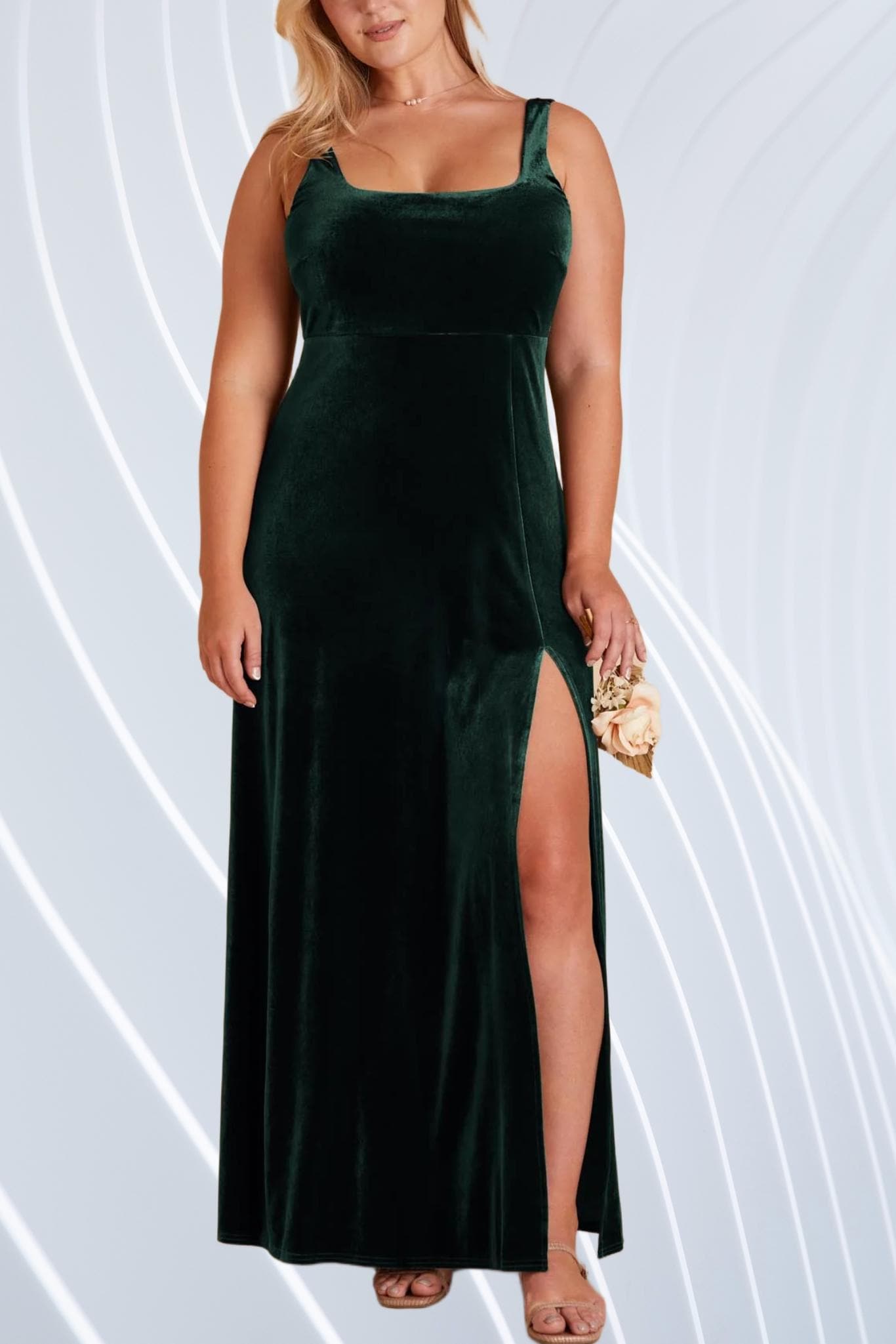 green velvet wedding guest dress Brown Off The Shoulder Strapless Maxi Velvet Wedding Guest Dress main image 0