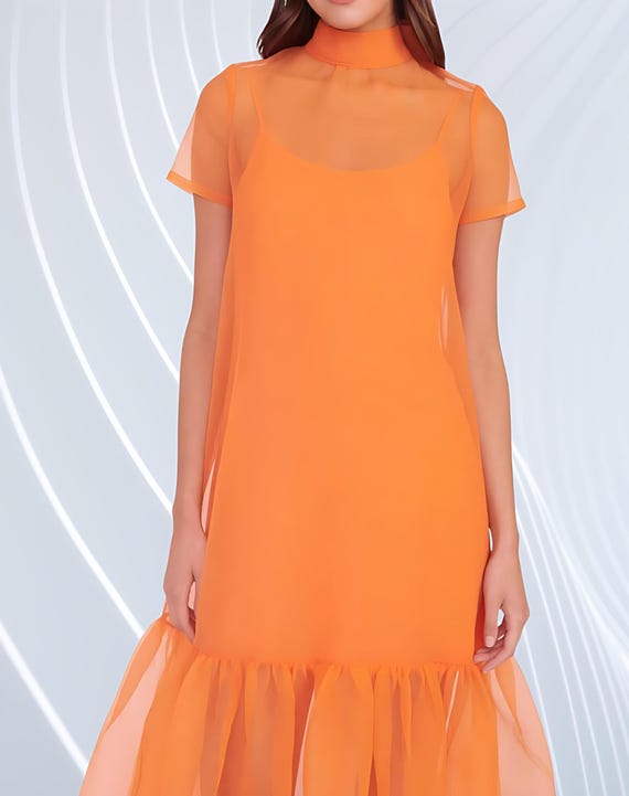 yellow bridesmaid dresses chiffon Simple Long Prom Dress Simple Dress – shopluu The fabric is comfortable By Anthropologie V-Neck Sleeveless Color:Orange-Red EVENING-GOWN
