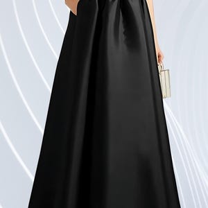 Formal Black Taffeta Maxi Skirt – High-Waisted Long Skirt for Women Bridal Wedding Evening, or Special Occasion Christmas Gift