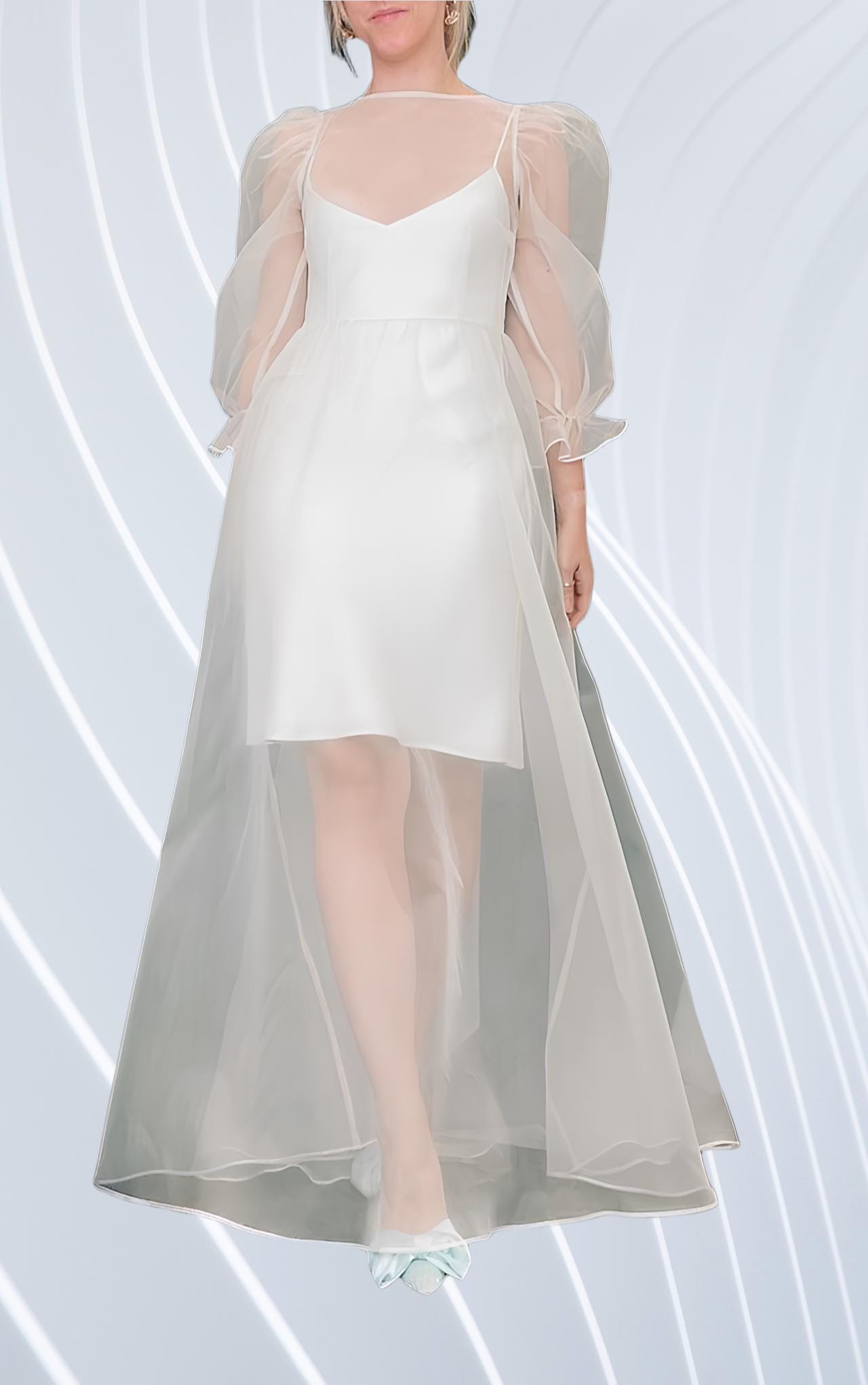 White Sheer Dress Overlay