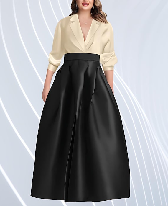 Stylish Black Taffeta Pleated Skirt With Front Slit High-waist