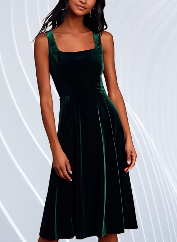 Emerald Green Dress Velvet Fit and Flare Dress | Prom, Bridesmaid, Evening  Party, Wedding Sleeveless Sexy Mini Dress - Etsy New Zealand