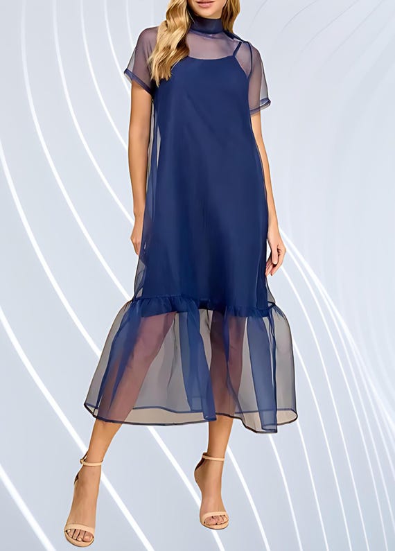 french blue dress for wedding French Blue Bridesmaid Dress Matte Satin Size 2XL