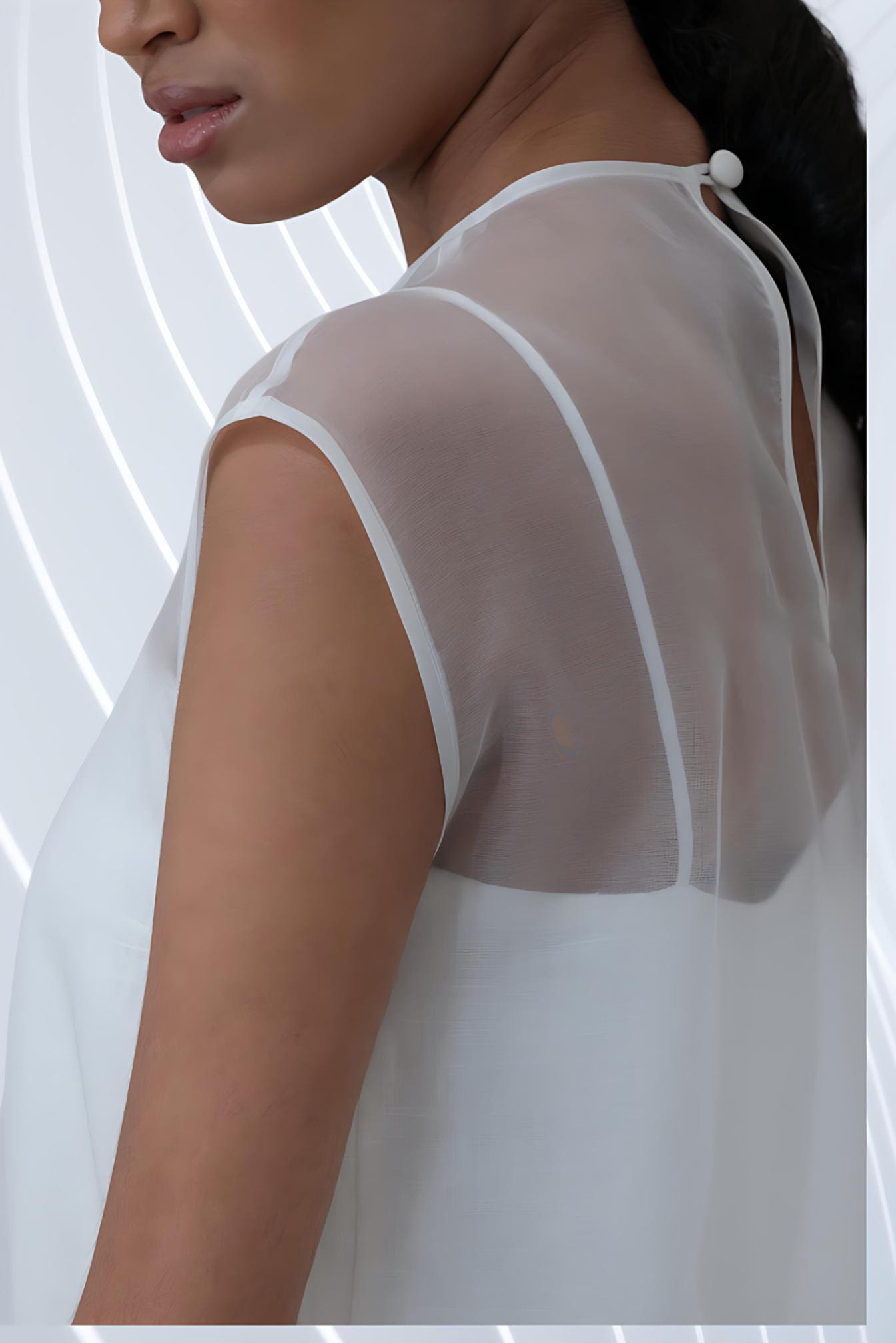 Sheer White Organza Overlay Dress Wedding Bridesmaid