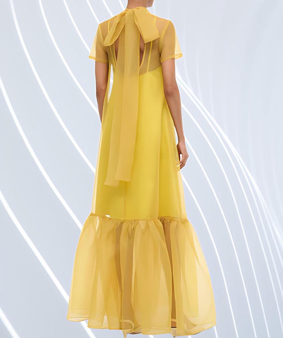 organza yellow dress 1930's Yellow Organza Dress  Eveliina Vintage