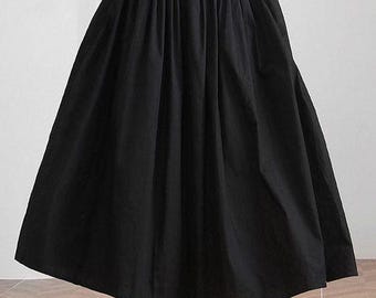 Black Taffeta Pleated Skirt with Pockets High-Waisted Formal Wedding Evening Party Wear Skirt