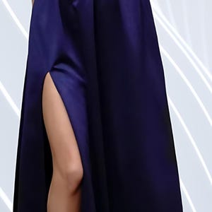 Long Navy Blue Taffeta Skirt with Side Slit Bridesmaid Wedding & Evening Party Wear Gift for Her Customized Color