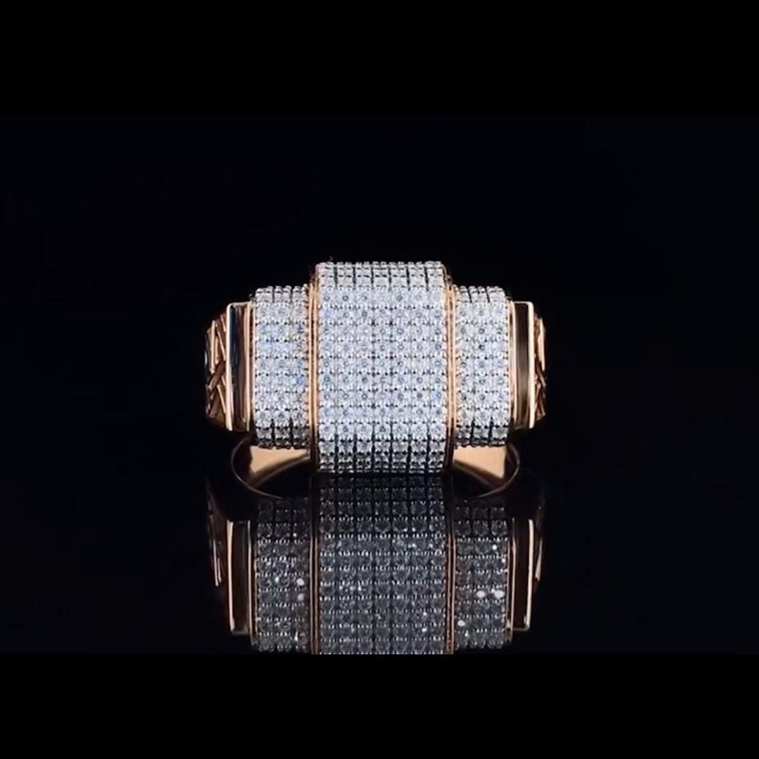 Prestige Man's Solid Gold Multi-row Lab Grown Diamond(cvd) Ring... - Etsy