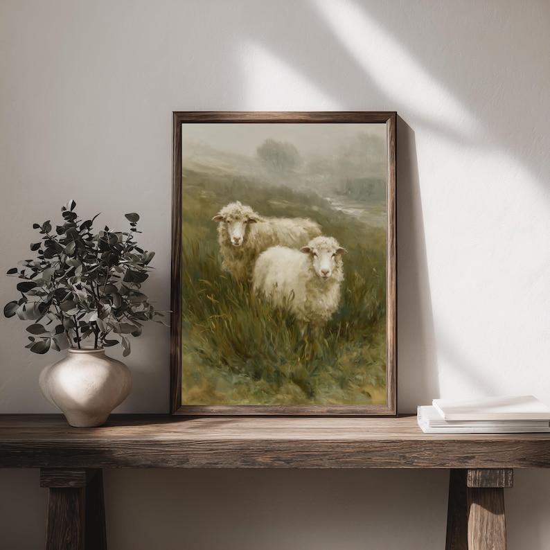 Rustic Sheep Painting | Vintage Farm Animal Wall Art Printable ...