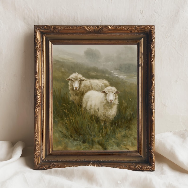Rustic Sheep Painting | Vintage Farm Animal Wall Art Printable ...