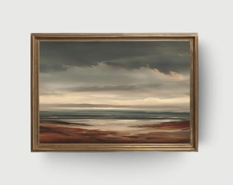 Calm Küsten Horizon | Minimalistische Meereslandschaft, Gemälde, Neutrales Ozeanbild, modernes druckbares Dekor
