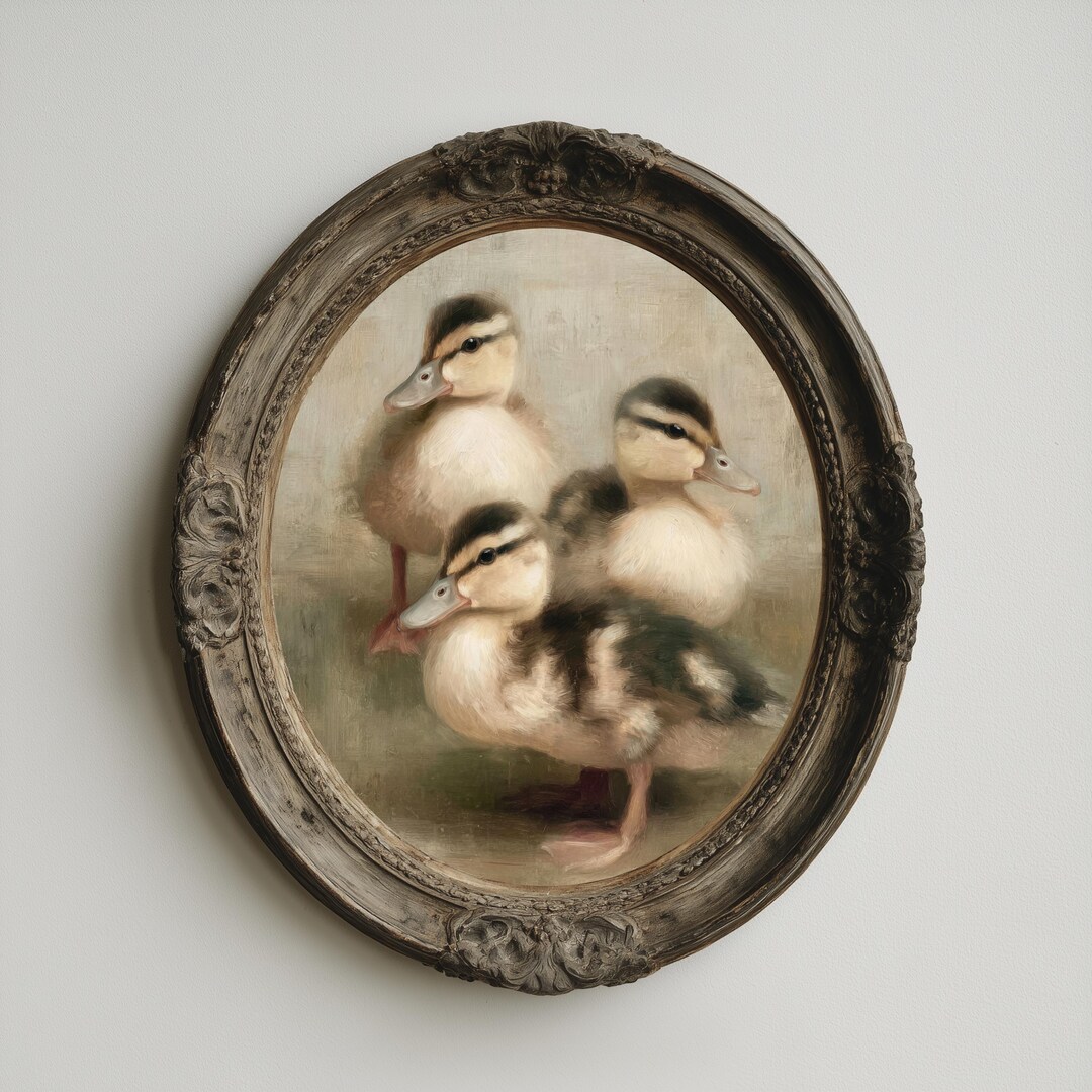 Spring Portrait Ducklings Three Baby Ducklings Portrait | Vintage Spring Farm Animal Wall Art ...