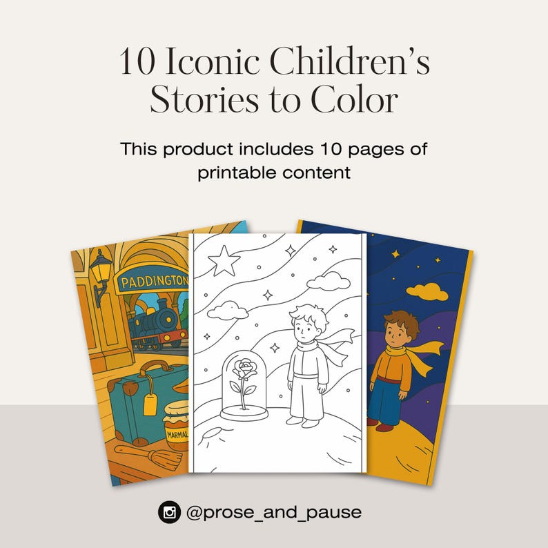 Kids Storybook Coloring Pages, Printable PDF, Classic Children’s Book ...