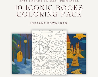 Famous Book Coloring Pages: Iconic Story Scenes (Printable PDF)