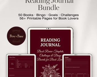 Dark Academia Reading Journal Bundle: Printable Book Tracker (Digital PDF for Goodnotes)
