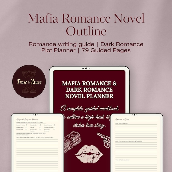Mafia Romance Novel Planner (70 Pages) | Dark Romance Outline & Writing Workbook | Plot Prompts, Characters, Scene Guide | Digital Download
