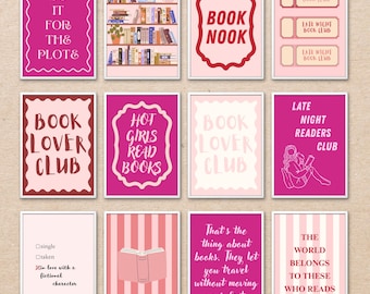 35+ Pink Book Lover Prints Bundle | Reading Quotes Wall Art | Cozy Library Decor | Printable Posters for Bookworms | A3 A4 US Letter