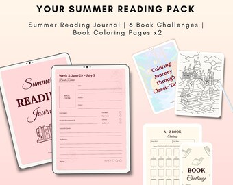 Book Lover Summer Reading Bundle: Journal, Tracker, Coloring Pages (PDF Download)