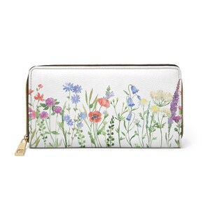 Carteira com zíper floral | Bolsa feminina inspirada na primavera, presente para ela, bolsa clutch para o dia a dia, acessórios da moda, presente para o Dia das Mães