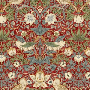 William Morris KELMSCOTT Strawberry Thief Red PWWM001, Free Spirit Fabrics, The Original Morris & Co, Quilt Fabric, Fabric By The Yard image 3