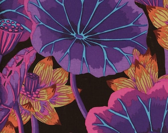 LAKE BLOSSOMS in Black GP93, Kaffe Fassett Fabric, Free Spirit Fabrics, Kaffe Quilt, Quilting Fabric, Cotton Fabric, Fabric By the Yard