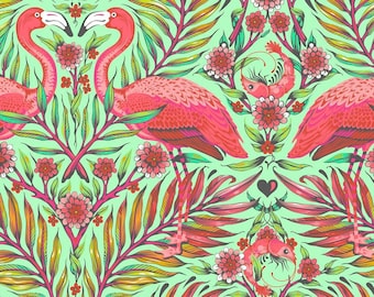 Tula Pink DAYDREAMER Pretty in Mango PWTP169, Flamingo Fabric, Free Spirit, Quilt Fabric, Cotton Fabric, Quilting Fabric, Fabric By The Yard