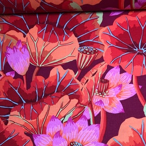 LAKE BLOSSOMS in Red GP93, Kaffe Fassett Fabric, Free Spirit Fabrics ...