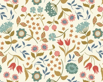 PATCHWORK//CRAFT FABRIC 100/% COTTON LEWIS /& IRENE WEATHER SPRING ON DUCK EGG