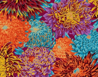 Kaffe JAPANESE CHRYSANTHEMUM Autumn PWPJ041, Kaffe Fassett Fabric, Philip Jacobs, Autumn Fabric, Japanese Fabric, Floral Fabric By The Yard