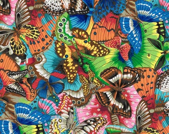 Treasure Island by Snow Leopard Designs, TROPICAL BUTTERFLIES Multi PWSL-107 , Philip Jacobs, Quilt Fabric, Butterfly, Fabric By The Yard