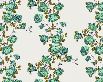 Anna Maria Floral Cotton Fabric: Social Climber Lichen, Love Always AM