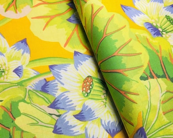 LAKE BLOSSOMS in Yellow GP93, Kaffe Fassett Fabric, Free Spirit Fabrics, Kaffe Quilt, Quilting Fabric, Cotton Fabric, Fabric By the Yard