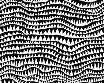 SHARKS TEETH PWBM060, Kaffe Fassett, Brandon Mably, Quilt Fabric, Cotton Fabric, Quilting Fabric, Black and White, Fabric By The Yard