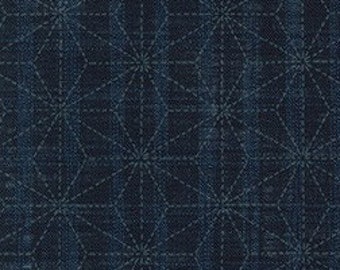 Sevenberry Nara Homespun Stars SB-88500D2-1 INDIGO, Robert Kaufman, Navy Cotton Fabric, Quilt Fabric, Japanese Fabric, Fabric By The Yard