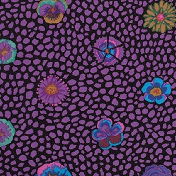 Guinea Flower Purple PWGP059, Kaffe Fassett Collective, Kaffe Classics, Purple Fabric, Quilt Fabric, Floral, Shabby Chic, Fabric By The Yard