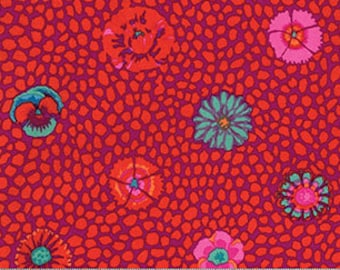 Guinea Flower Red PWGP059, Kaffe Fassett Collective, Free Spirit Fabric, Red Floral, Quilt Fabric, Shabby Chic, Quilting, Fabric By The Yard