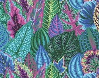 Kaffe Coleus Turquoise PWPJ030, Kaffe Fassett Fabric, Philip Jacobs, Blue Fabric, Quilt Fabric, Quilting Fabric, Cotton Fabric By The Yard