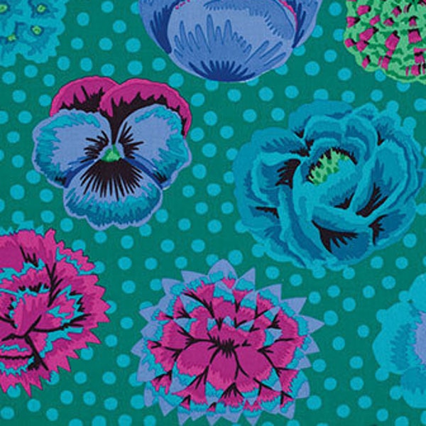 BIG BLOOMS Emerald PWGP091, Kaffe Fassett Fabric, Kaffe Classics, Dot Fabric, Quilt Fabric, Floral Fabric, Shabby Chic, Fabric By The Yard