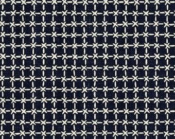 Sashiko Grid Indigo Fabric: Japanese Quilting Cotton