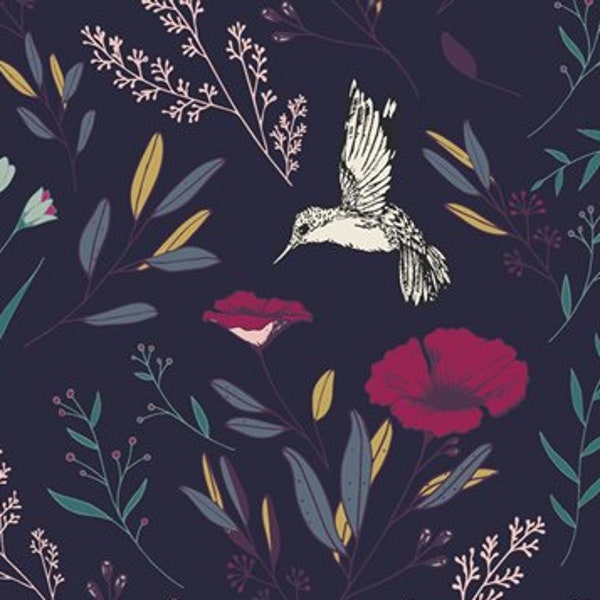Magical Fauna Hummingbird Fabric - Cotton Quilting Fabric - Art Gallery Fabrics