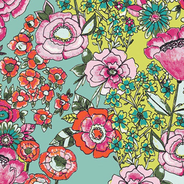 Flower Shower Intense WBL-12030, Art Gallery Fabrics, Bari J, Quilt Fabric, Floral Fabric, Shabby Chic, Poppy Fabric, Fabric By The Yard