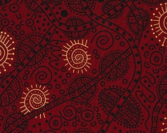 Bush Tucker Red, Australian Fabric, Aboriginal Fabric, Australia, June Smith, Quilt Fabric, Quilting Fabric, Cotton, Fabric By The Yard