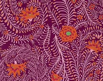 Kaffe FERNS Cherry PWGP147, Kaffe Fassett Fabric, Red Quilt Fabric, Quilting Fabric, Floral Fabric, Shabby Chic, Cotton Fabric By The Yard