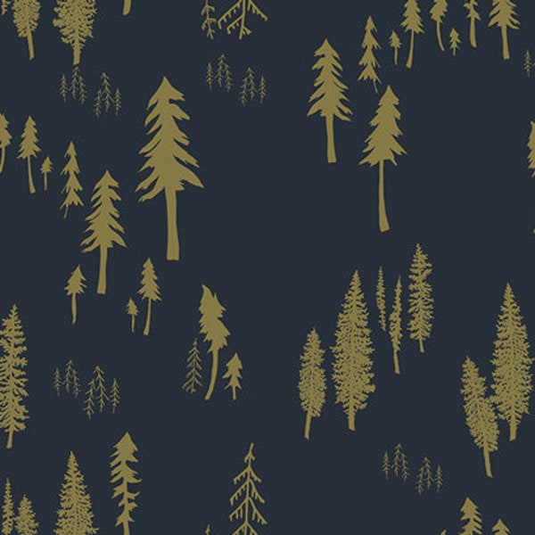 Timberland Woodlands FUS-W-608, Woodlands Fusions, Art Gallery Fabrics, Woodland Fabric, Pine Trees Fabric, Black Fabric, Fabric By the Yard