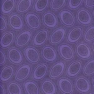 May include: Purple fabric with a repeating pattern of small circles forming larger oval shapes.