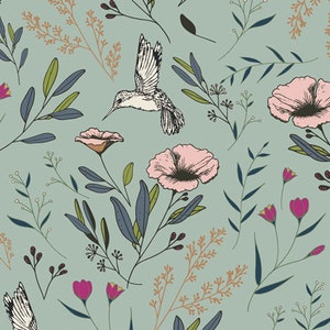 Magical Fauna Mirage  MSL-13968, Maureen Cracknell, MYSTICAL LAND, Art Gallery Fabrics, Quilt Fabric, Hummingbird, Fabric By The Half Yard